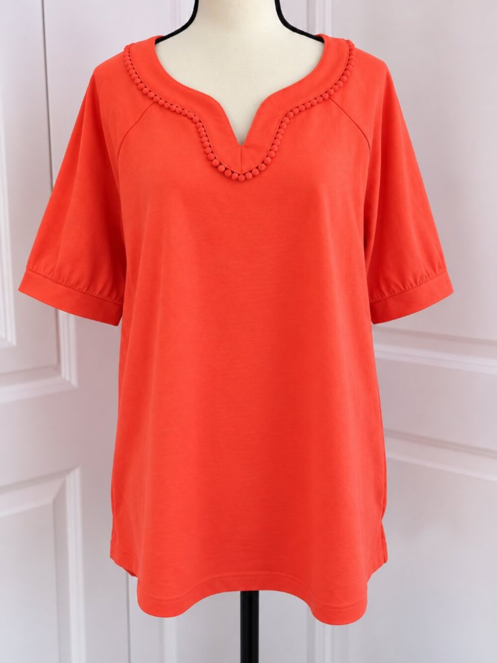 Sport Savvy by QVC Pom-Pom Neckline Top – Size Large